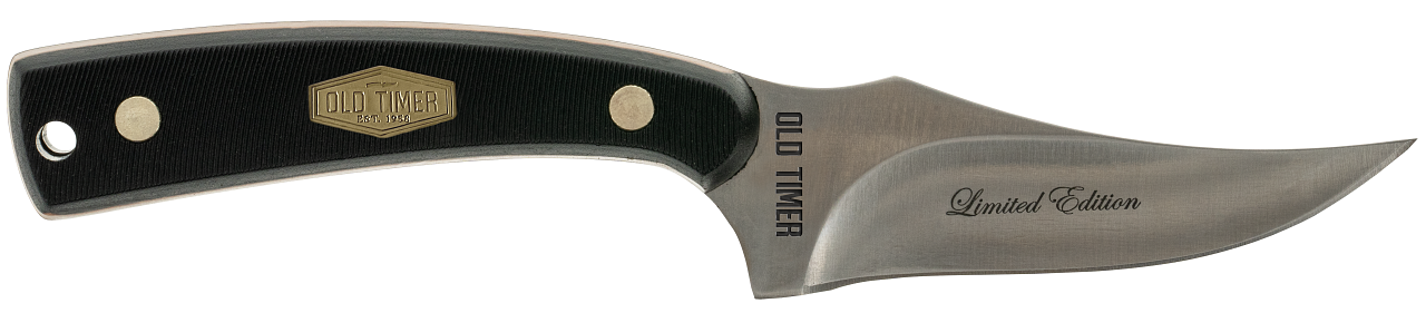 Old Timer Limited Edition 3pc Gift Tin, Sharpfinger, 3-Blade Middleman & 2-Blade Small Canoe Knife Set with Classic Old Timer Sawcut Handles, Sharpfinger Sheath and Collectible Gift Tin.