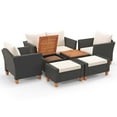 thumbnail image 2 of Costway 7 PCS Patio Furniture Set with Loveseat Armchairs Ottomans & Storage Table, 2 of 10