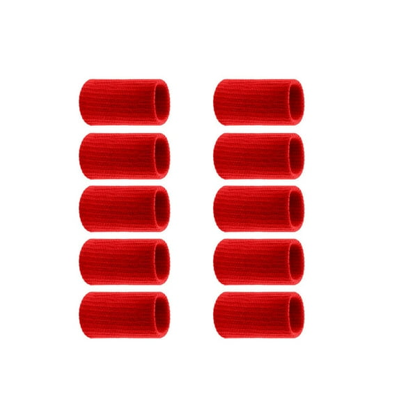 Wweixi 10 Pcs Manchon de Bout de Doigt Respirant Protecteur d'Articulation de la Main Soutien Amortissant Antidérapant pour Basketball Rouge