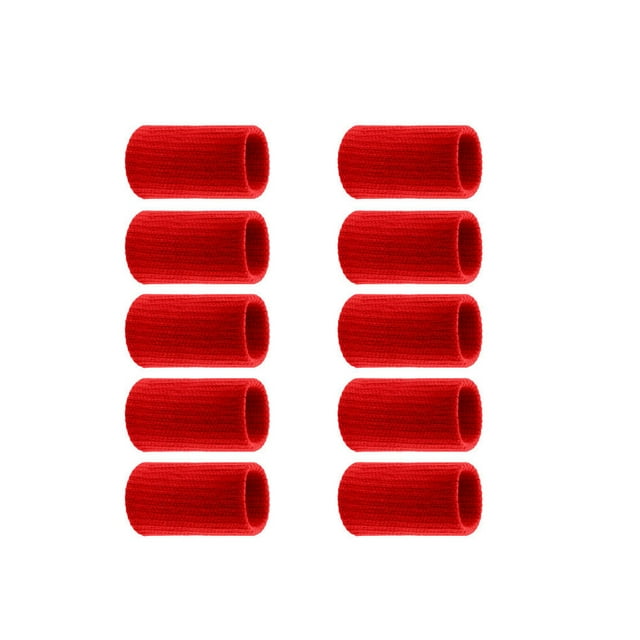 QualitChoice 10 Pieces Fingertip Sleeve Breathable Hand Joint Protector Shock Absorbing Support Brace Nonslip for Basketball Black Red