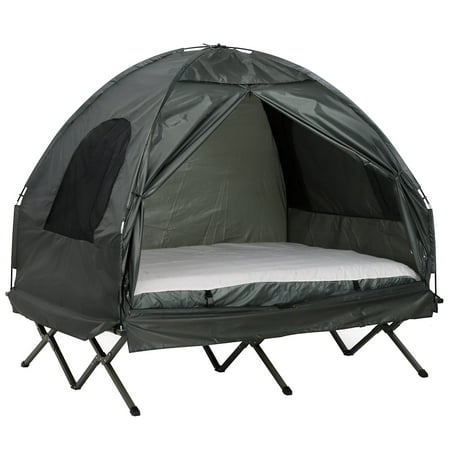 2 Person Compact Pop Up Portable Folding Outdoor Elevated All in One Camping Cot Tent Combo