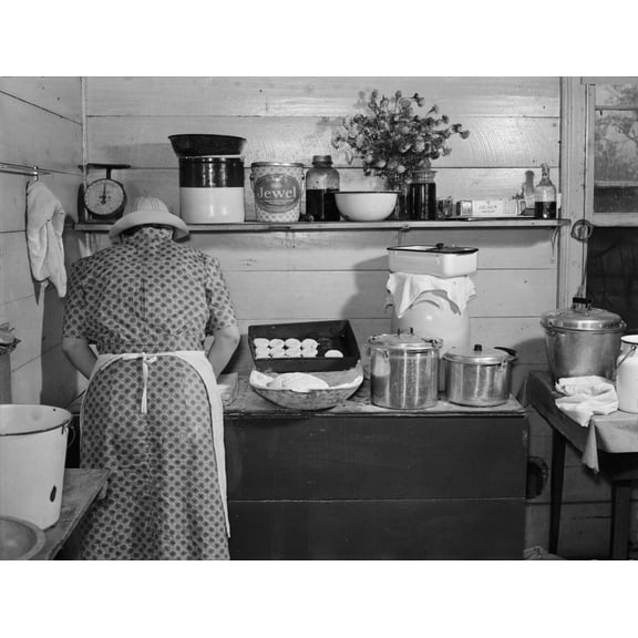 Mary Wilkins Baking Biscuits For Dinner On Cornshucking Day Near Tallyho History (36 x 24)