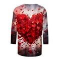 thumbnail image 4 of Aqestyerly T-Shirt Imprimé de Mode pour la Saint-Valentin pour Femmes, Blouse à Manches 3/4, Col Rond, Hauts Décontractés, 4 of 5