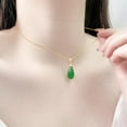 thumbnail image 4 of 14K Gold Vintage Jade Necklace, Natural Agate Waterdrop Pendant, Classic Jewelry Gift for Women, 4 of 5