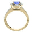 thumbnail image 2 of 14K Yellow Gold Natural Tanzanite Ring Round 6mm Floating Halo Diamond, size 5, 2 of 4