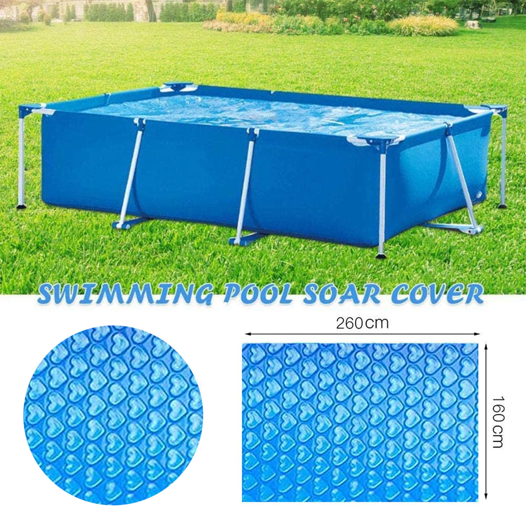 ChYoung Solar Pool Cover Dustproof Fast Set Pool Cover UV Protection Bubble Heat Insulation Film Frame Pool Cover for Inflatable Family Ground Swimming Pool 