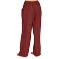 thumbnail image 3 of FIOPHY Womens Casual Lightweight Drawstring Elastic Waist Loose Wide Leg Pants Wine L, 3 of 6