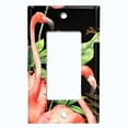 thumbnail image 5 of Metal Light Switch Plate Outlet Cover Tropical Pink Flamingo Flowers Black FGO004, 5 of 13