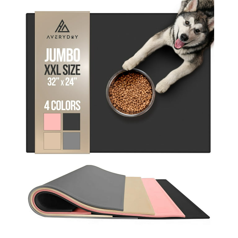 Silicone Pet Food Mat Waterproof Mats for Floors, Dog Mat for Food and Water,  Large or Medium Rubber Mat for Dog Bowls 