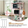 thumbnail image 4 of Storage Shelves with 20 Hooks, 5-Tier Foldable Shelves for Storage, Folding Shelf Unit Pantry Shelves with Wheels, Standing Shelving Unit for Kitchen Garage Home Office Room Greenhouse, Pink, 4 of 15