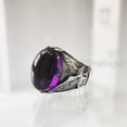 thumbnail image 2 of Amethyst Mans Ring, Natural Amethyst, February Birth, Eagle Silver Jewelry, 925 Silver Ring, Birthday Gift, Heavy Mens Ring, Arabic Design, Ottoman Style Ring, Christmas, Turkey Mens Signet Ring, 2 of 8