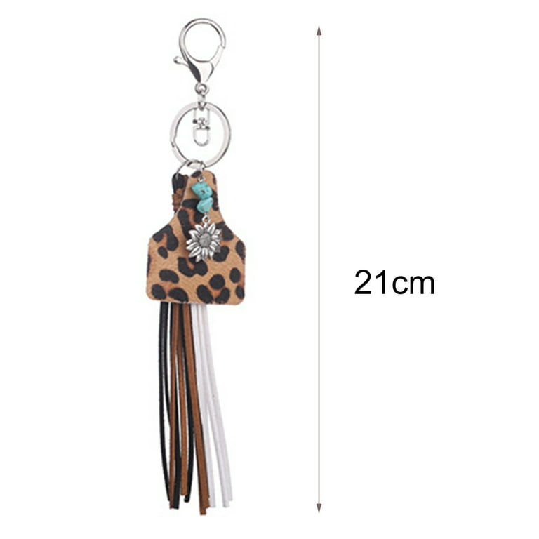 Faux Leather Cow Print Id/Card Holder Key Chain