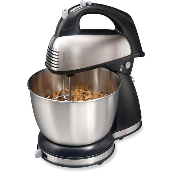 Classic Stand and Hand Mixer, 4 Quarts, 6 Speeds with QuickBurst, Bowl Rest, 290 Watts Peak Power, Black and Stainless