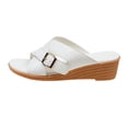 thumbnail image 2 of Women Crisscross Buckle Wedge Slide Sandals Open Toe Slip On Summer Casual Mules White 9, 2 of 9