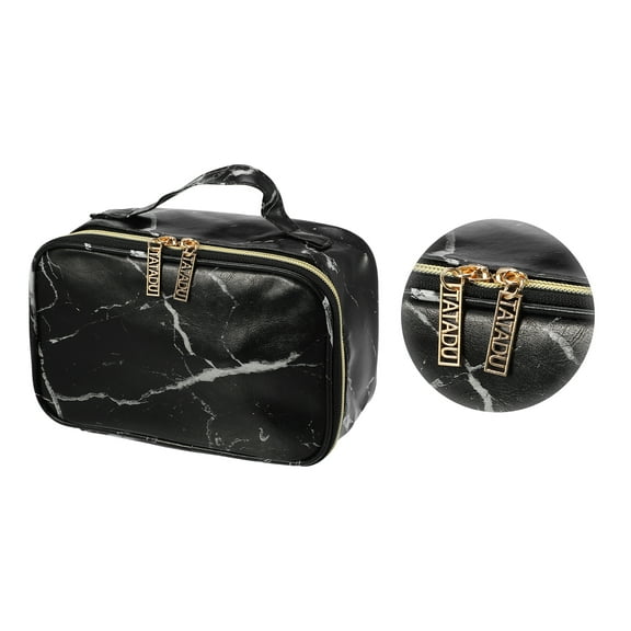 Vocoste Makeup Bag Marble Cosmetic Travel Bag Make Up Brush Organizer Bag Storage for Women Black 8"x5"x4"