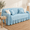 Blue Gingham-118"W x 71"H, variant on Beigetagecore Couch Cover With Ruffle 118" W X 71" H