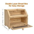 HAPOO Modern Natural Bamboo Double Layer Bread Box for Kitchen