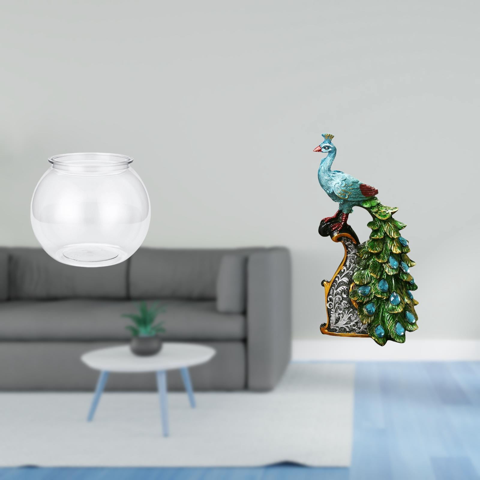 CarpNettore Elegant Transparent Peacock Fish Tank Vase Ornament for Office Table Home Bedroom Living Room Bookshelf Decoration Collection