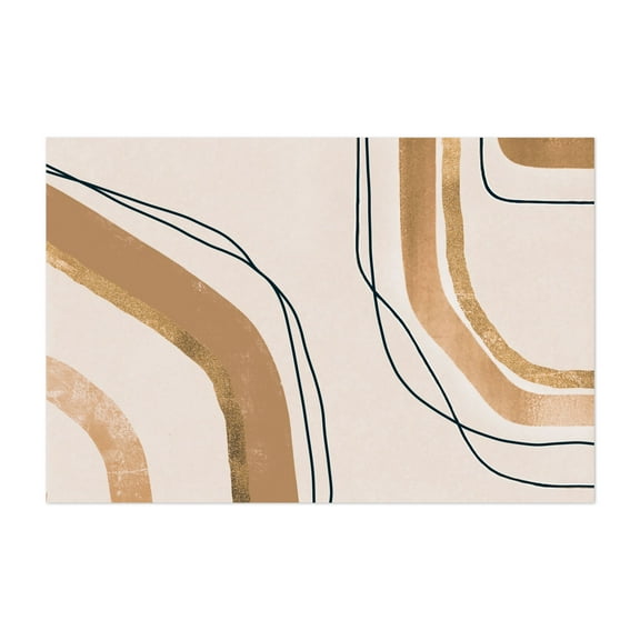 Calming Lines Modern Mid Century Art Beige Brown - Painting Unframed Wall Art Print 5 x 7 inches