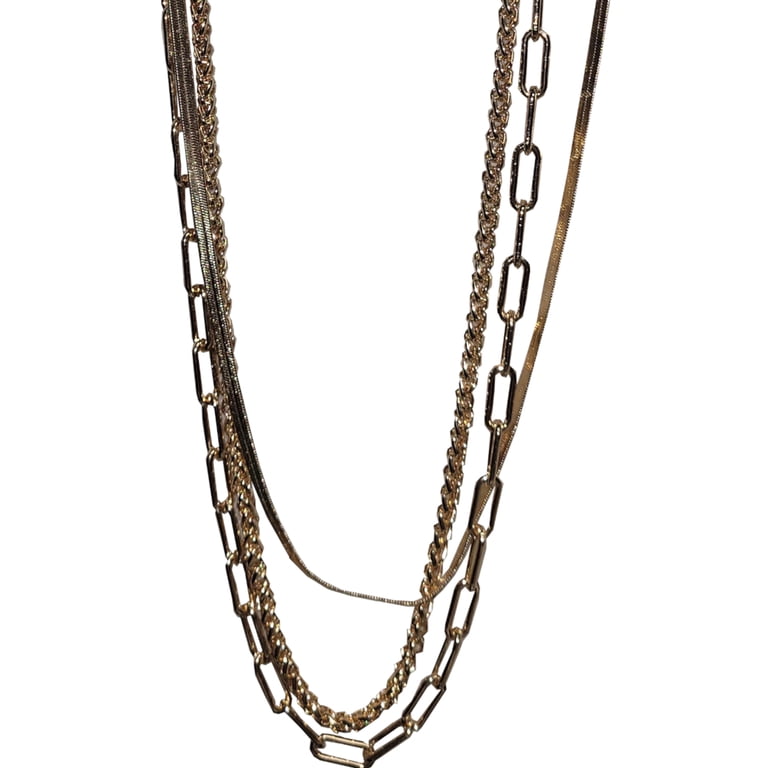 Time and Tru Gold Tone Triple Chain Layered Necklace Set photo 3