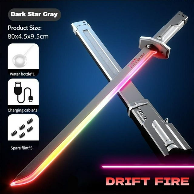 LED Cyberpunk Lightsaber Toy - 31.5-inch Spark Sword with Sound & Fog, 7-Color Streaming Light, Type-C Rechargeable, for Raves, Cosplay & Display
