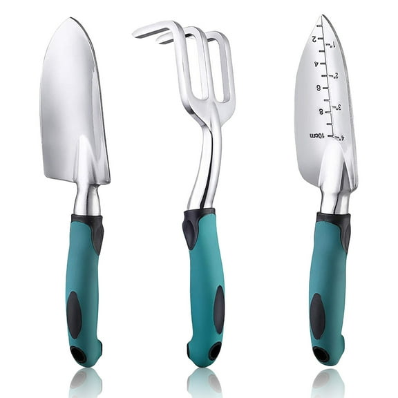 Set of gardening tools with ergonomic non-slip handle, 3 pieces, Multicolor