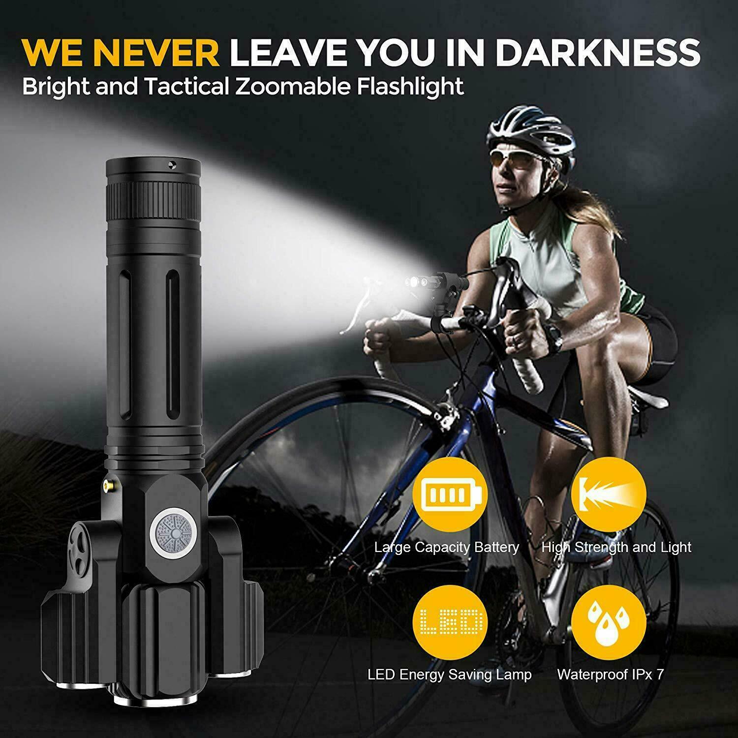 10000LM USB Rechargeable Bike Light Super Bright Bicycle Lights Headlight Front Light IPX5 Waterproof - Riding Cycling Camping - image 3 of 8