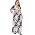 thumbnail image 3 of Vestido largo de talla grande para mujer Cuello en V Manga tres cuartos Vendaje Vestido largo elegan Abanopi Vestido, 3 of 7