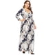 thumbnail image 3 of Vestido largo de talla grande para mujer Cuello en V Manga tres cuartos Vendaje Vestido largo elegan Abanopi Vestido, 3 of 7