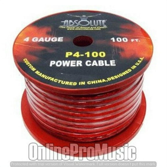 Absolute P4-100RD 100' 4-Gauge Red Copper Mix Power Ground Wire Cable