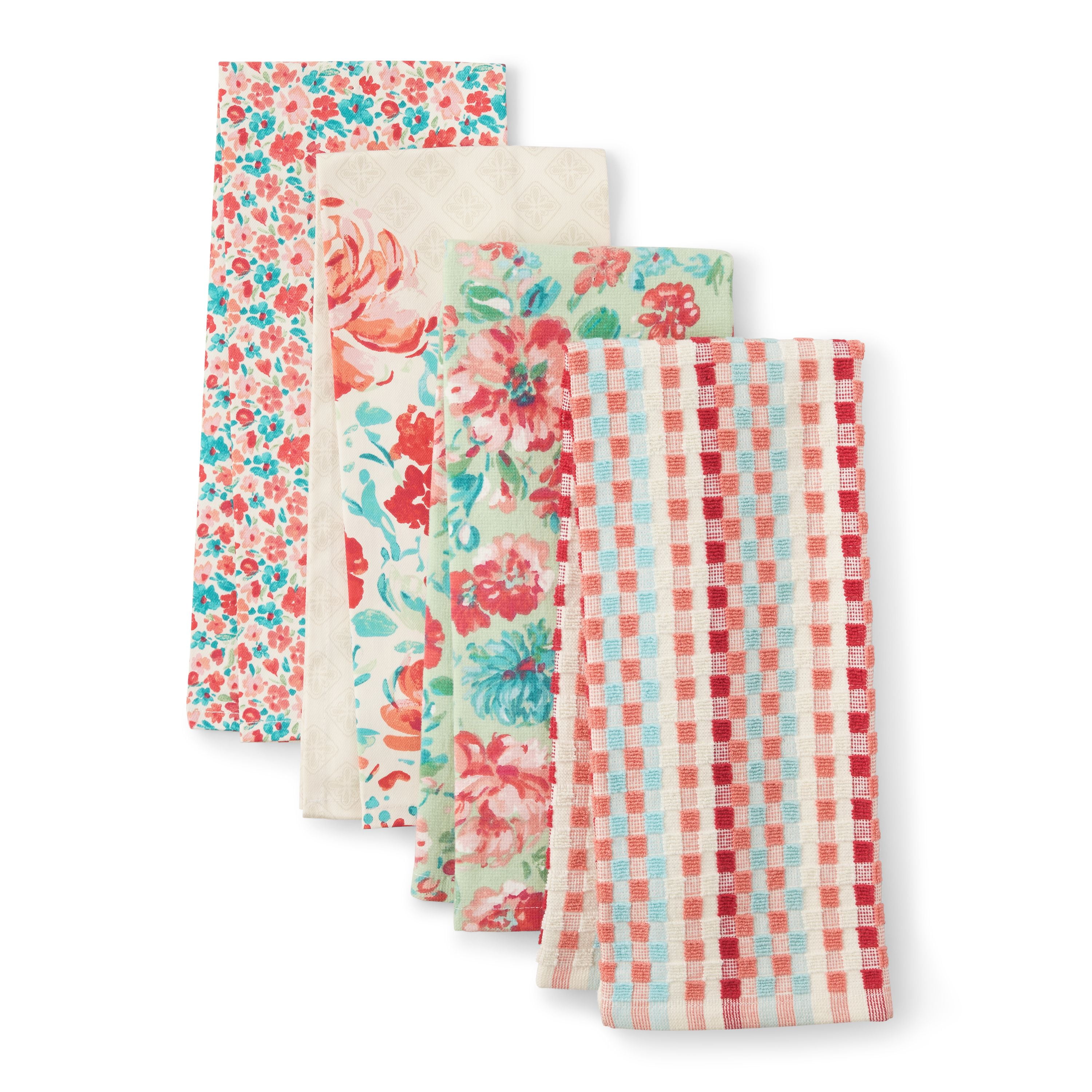Set Pioneer Woman Crochet Top Kitchen Towels Sweet Romance Floral 4 Gray 