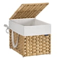 thumbnail image 2 of Foldable Laundry Hamper with Lid and Removable Liner, 9.5 Gallon Synthetic Rattan Basket for Small Spaces, Goose Yellow, 2 of 6