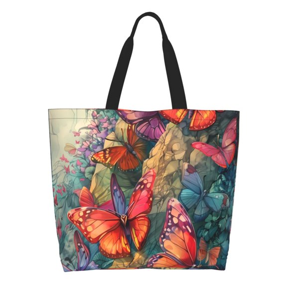 Kdxio Butterflies On Rocky Cliff Casual Tote Bags Women Big Capacity Shoulder Bag for Women Travel Shoulder Bags Handbags