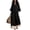 Black, variant on Womens Solid Linen Blend Two Piece Outfit V Neck Three Quarter Sleeve Crop Top Contrast Cuff Wide Leg Full Length Pants Loose Fit Casual Bohemian Co Ord Set