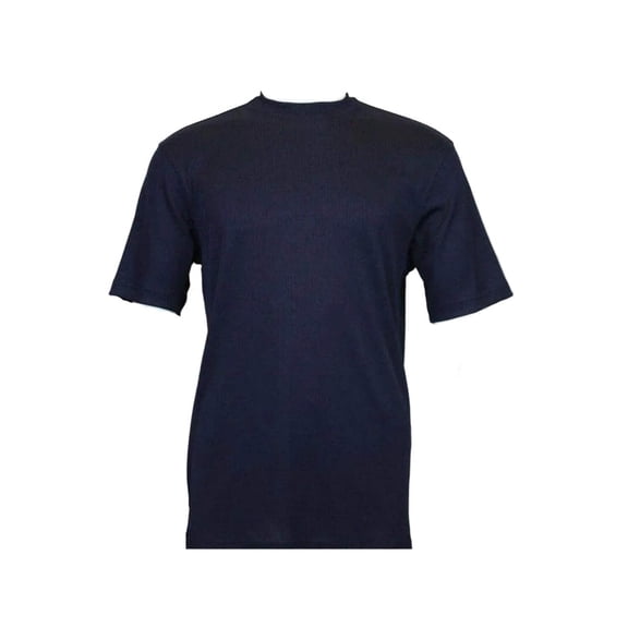 Mens Dressy T-Shirt Log-In Uomo Soft Crew Neck Corded Short Sleeves 218 Navy