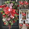 thumbnail image 7 of Large Christmas Swags Wreath for Front Door - Artificial Pine Branch Wreath with Red Berry Bow for Outdoor Indoor Xmas Decor, Classic Holiday Collection, 7 of 7