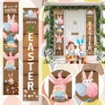 thumbnail image 3 of YoeXGDS Easter Party Supplies-Happy Easter Porch Sign Banner, 1Pair Happy Easter Front Door Hanging Welcome Banner for Spring Theme Easter Rabbit Door Decoration 12x71 Inches, 3 of 8