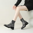 thumbnail image 5 of Snakeskin Chelsea Boots for Women Fashion Square Toe Chunky Heels Zipper Mid Calf Short Ankle Booties, 5 of 7