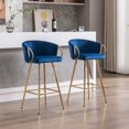 thumbnail image 3 of Newboti Furniture 30 Inch Set of 2 Bar Stools,with Chrome Footrest and Base Velvet & Golden Leg Simple Bar Stool,BLUE 87353, 3 of 16