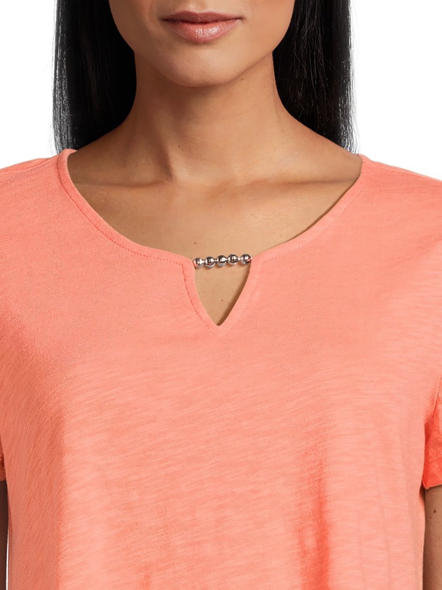 RealSize Women's Sharkbite Hem Tee with Short Sleeves, Sizes XS-XXXL