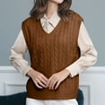 thumbnail image 2 of biudgviw Womens Knit Vest V Neck Sleeveless Classic Sweater Loose Fit Casual Pullover Solid Color Fall Tank Tops Sweater, 2 of 3