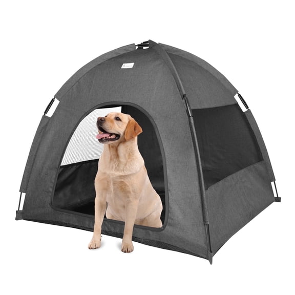Pozico 1 pack Portable Pet Kennel, Outdoor Waterproof Shelter, Breathable Mesh, Heavy-Duty Oxford Fabric for Small to Medium Dogs, Gray