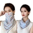 thumbnail image 1 of Women Sun Protection Veil Triangle Print Scarf UV Protection Breathable Mask, 1 of 8