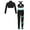 Black&Blue Green, variant on Alvivi Girls 3Pcs Gymnastic Workout Skating Dance Outfits Mock Neck Crop Top with Pants Set Black&Blue Green 14