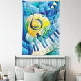 thumbnail image 4 of Music Tapestry, Stained Glass Style Composition of Clef Notes and Keyboard in Summer Tones, Wall Hanging for Bedroom Living Room Dorm Decor, 60W X 80L Inches, Blue Yellow and Green, by Ambesonne, 4 of 5