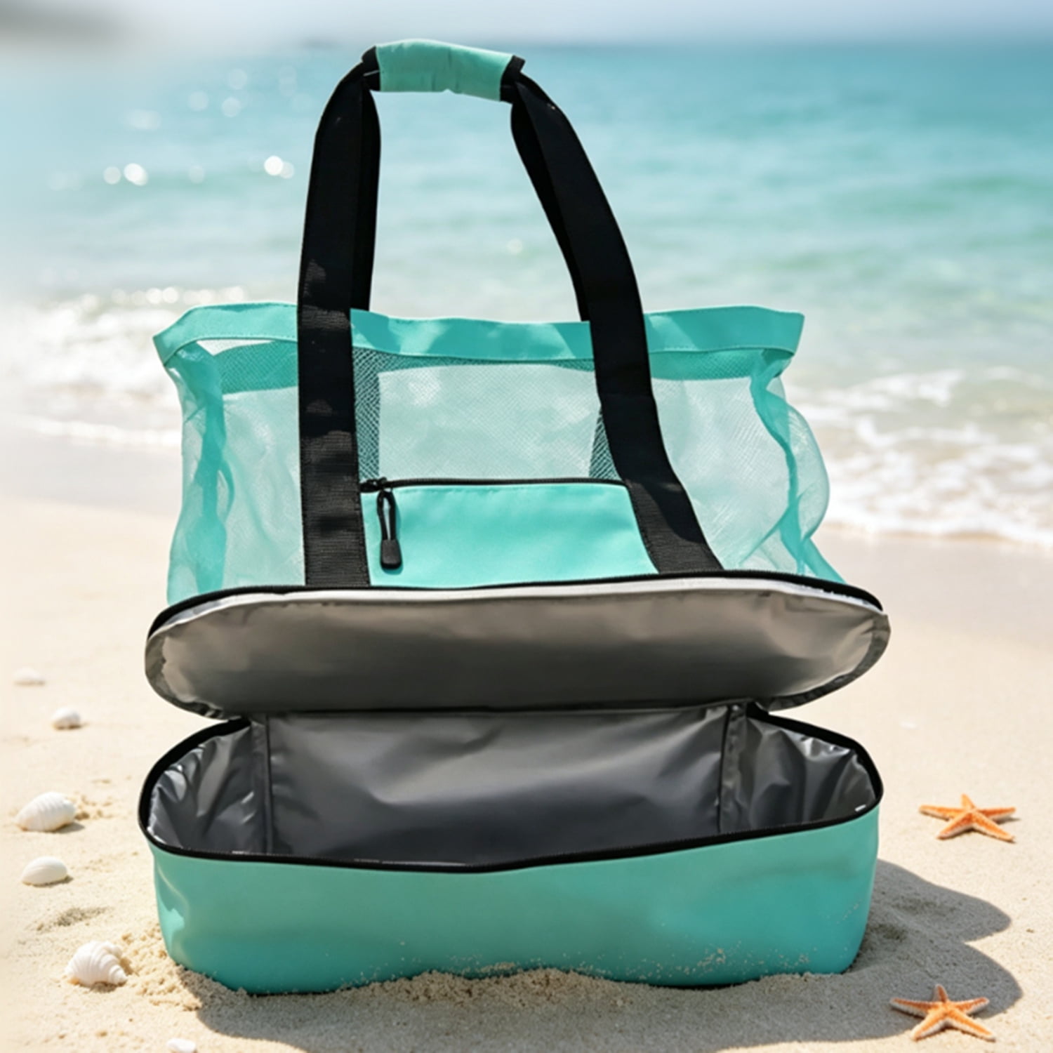 Waterproof Beach Bag with Cooler Compartment - Beach Bags Waterproof Sandproof for Women, Pool Bag & Beach Tote Bag