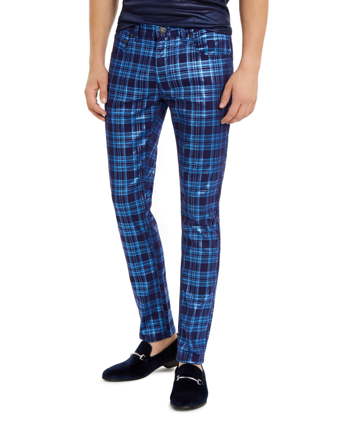 INC Mens Jeans 34X33 Plaid Skinny 5 