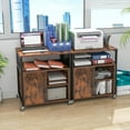 thumbnail image 2 of Giantex Rolling File Cabinet w/Charging Station, Mobile Lateral Filing Cabinet w/Adjustable Shelf, Printer Stand, Brown, 2 of 8
