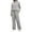 Gray, variant on UJNDER Women's Casual Trousers Suit Set Long Sleeve High Neck Wide Leg High Waist Pants Outfit for Spring Autumn Daily Wear Pant Suits for Women White XXL