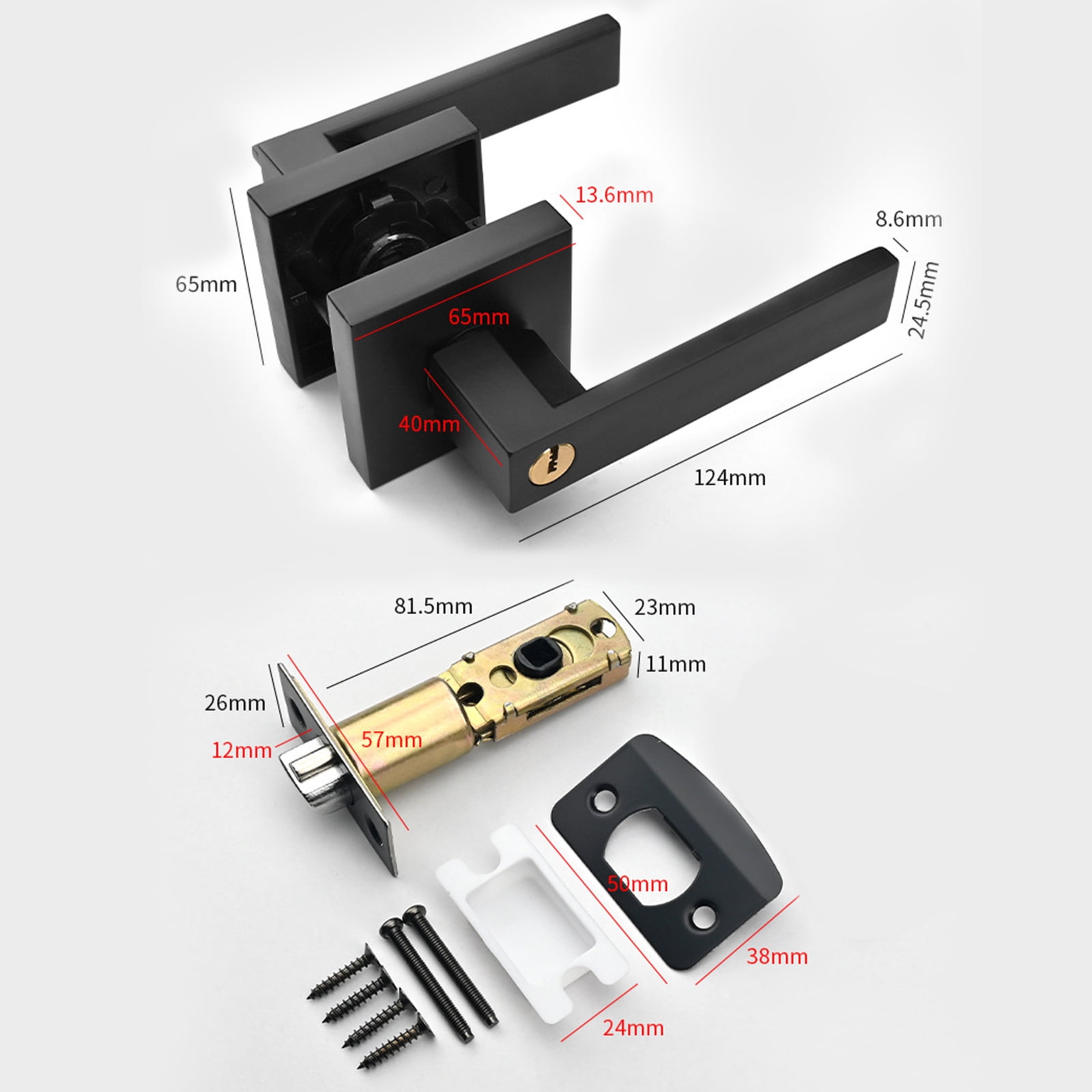 Square Privacy Door Levers Keyless Door Lock Closet Door Interior Heavy Duty Door Knobs Interior Passages Door Knobs
